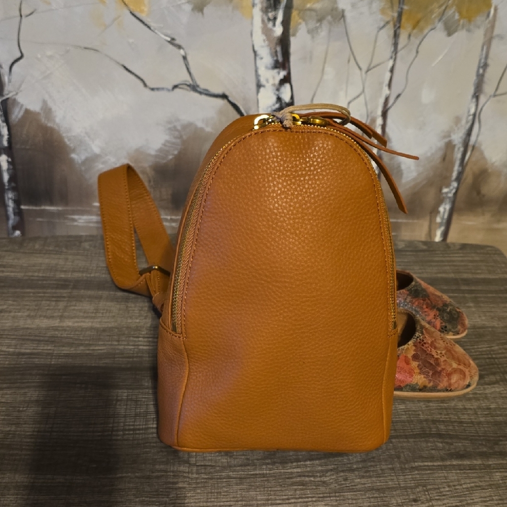Elegant Hobo Tan Leather Backpack